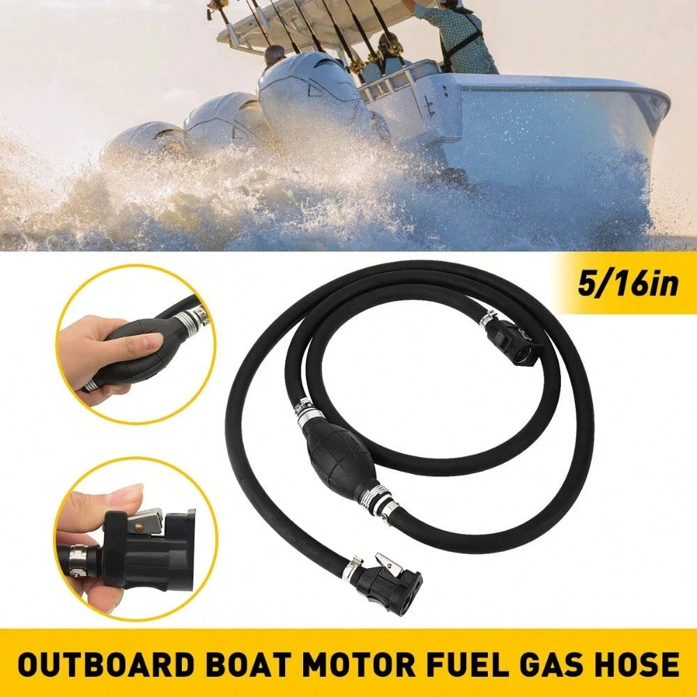 Marine Outboard Motor Fuel Line Kit, 10FT 6mm (1/4‑Inch) Fuel Hose Assembly With Primer Bulb & Connector, Leak‑Proof Universal Replacement Accessory For Boats, RVs, Tractors & Caravans