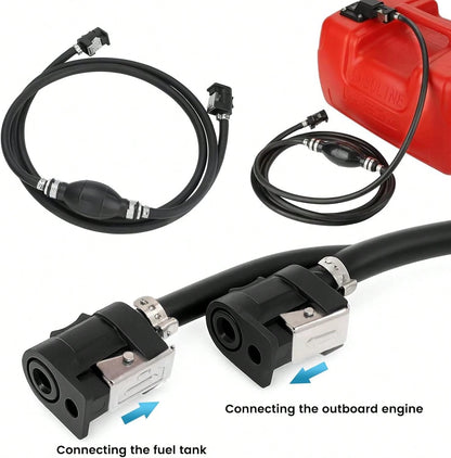 Marine Outboard Motor Fuel Line Kit, 10FT 6mm (1/4‑Inch) Fuel Hose Assembly With Primer Bulb & Connector, Leak‑Proof Universal Replacement Accessory For Boats, RVs, Tractors & Caravans