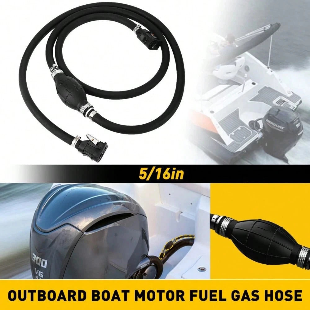 Marine Outboard Motor Fuel Line Kit, 10FT 6mm (1/4‑Inch) Fuel Hose Assembly With Primer Bulb & Connector, Leak‑Proof Universal Replacement Accessory For Boats, RVs, Tractors & Caravans