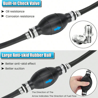Marine Outboard Motor Fuel Line Kit, 10FT 6mm (1/4‑Inch) Fuel Hose Assembly With Primer Bulb & Connector, Leak‑Proof Universal Replacement Accessory For Boats, RVs, Tractors & Caravans