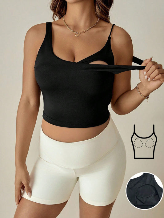 Maternity Casual Solid Color Nursing Tank Top, Summer World Cup