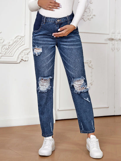 Maternity Straight Leg Jeans, Minimalist & Fashionable Casual Everyday Wear Mom Jeans