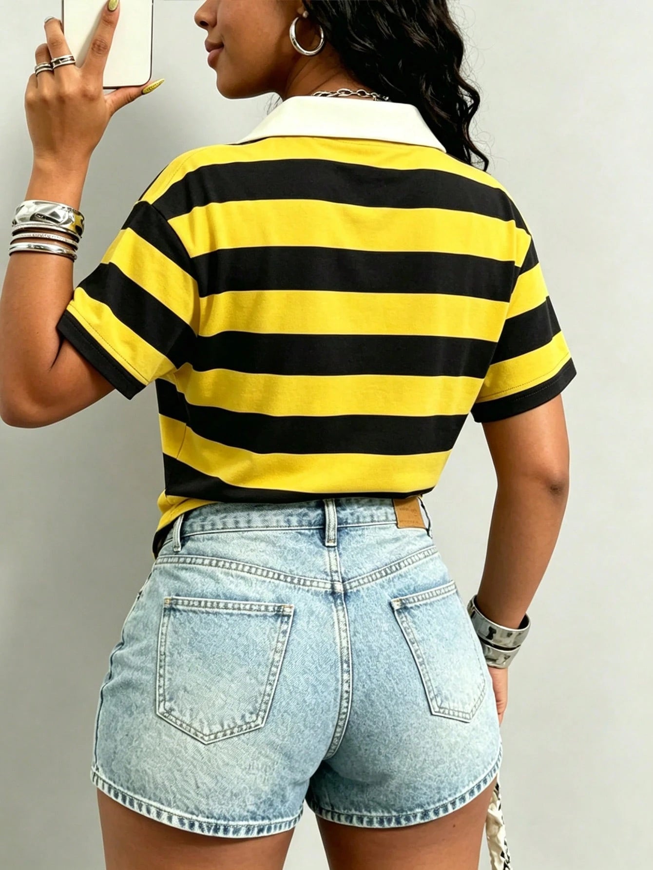 Maweii Women's Letter & Stripe Print Crew Neck Short Sleeve Casual T-Shirt, Sexy & Plaid Stripe Casual Style, Perfect For Women's Vacation And Summer Outings