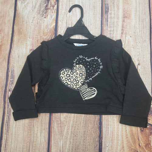 Mayoral Girls Charcoal LS Crop Top