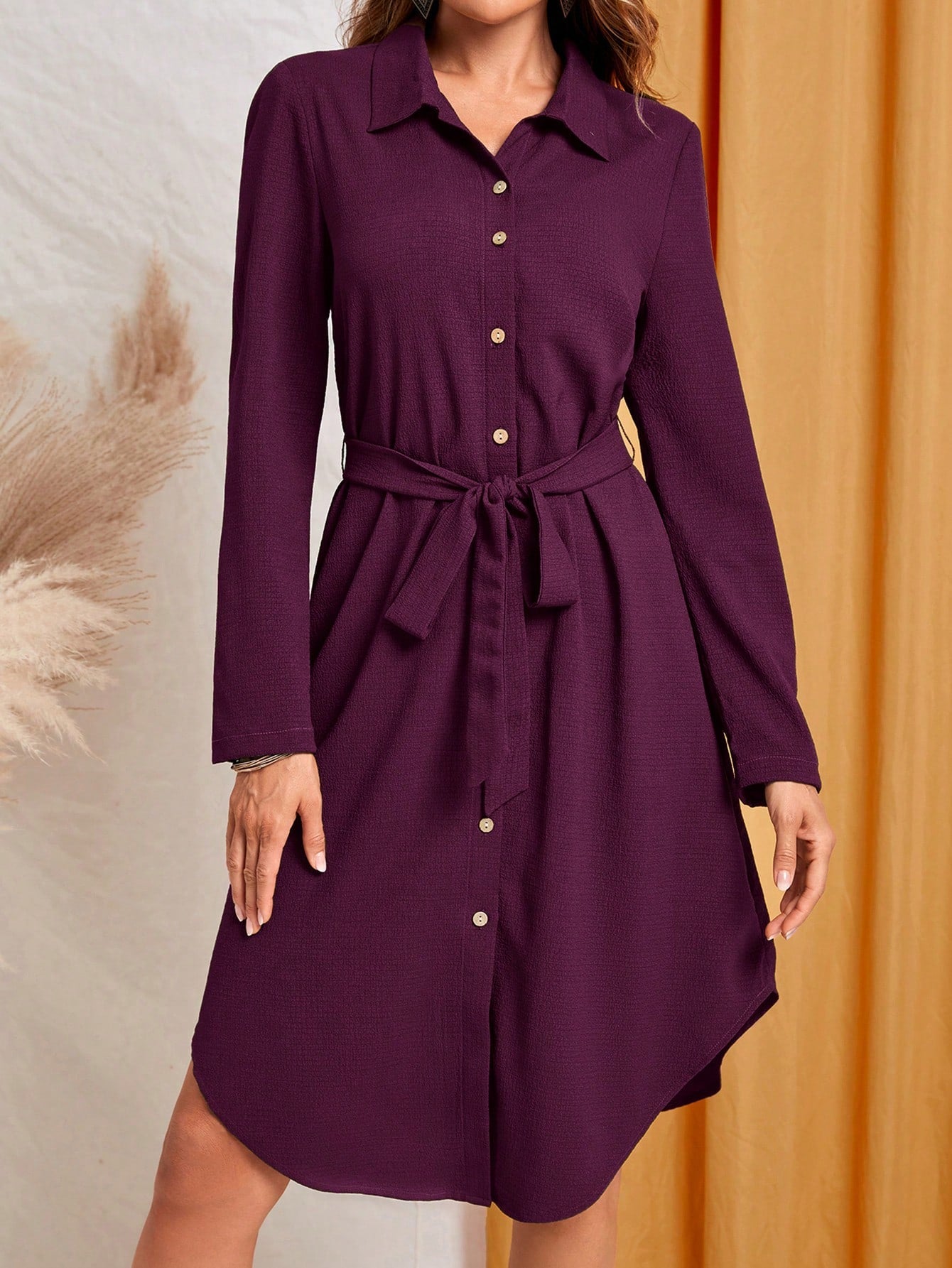 Medorina Women's Shirt Style Long Sleeve Dresses For Women Elegant Teachers' Day Office Navy Blue Autumn