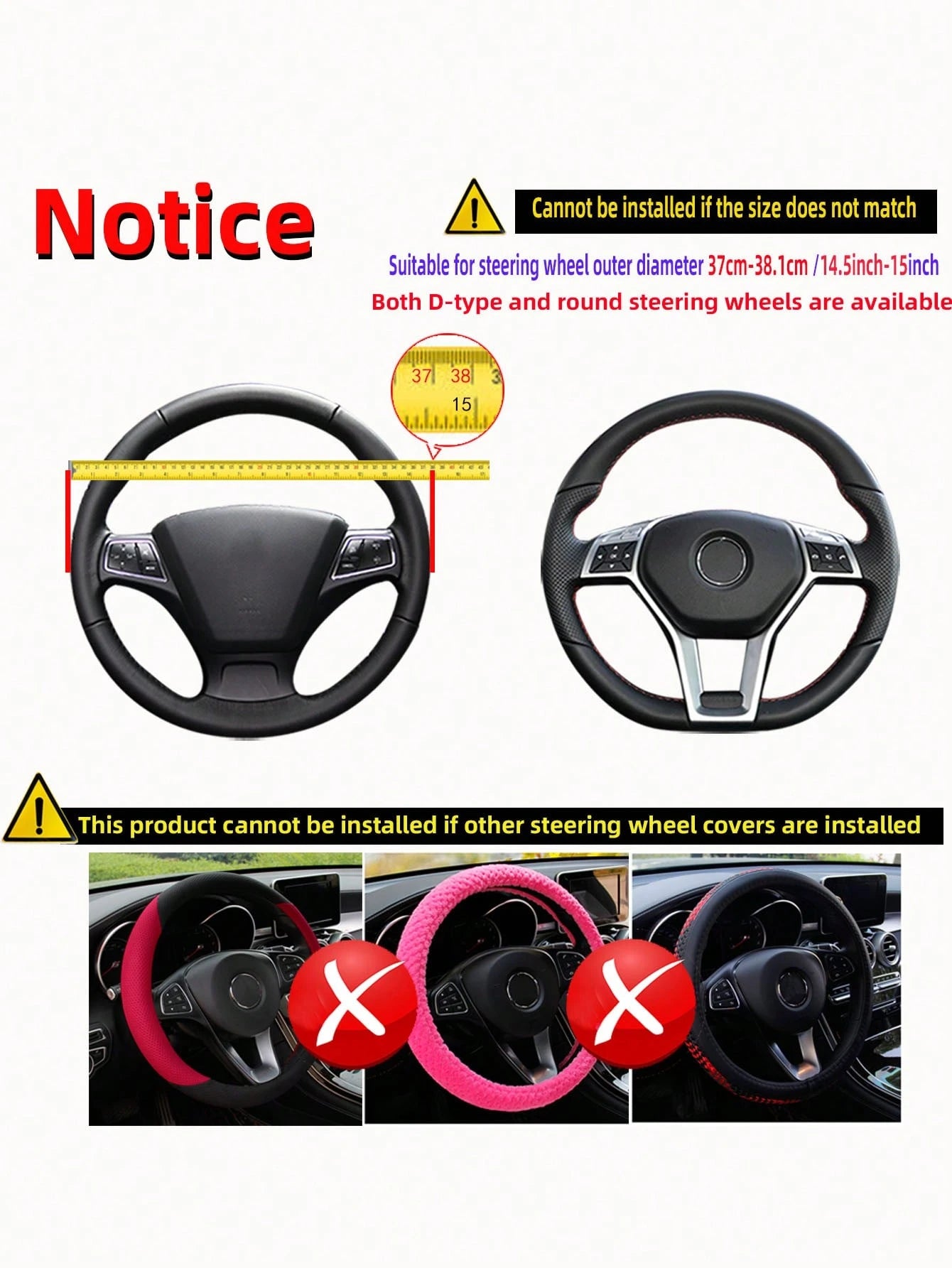 MEIKAXIU 1pc Carbon Fiber Leather Comfortable Steering Wheel Cover, Fits 14.5-15 Inches Steering Wheel, Unisex Auto Interior Accessories For All Seasons