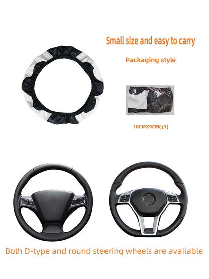 MEIKAXIU 1pc Carbon Fiber PU Leather Comfortable No-Inner Circle Car Steering Wheel Cover, Fit 14.5-15 Inch Steering Wheel, Auto Interior Accessories, Unisex All Seasons Universal Use