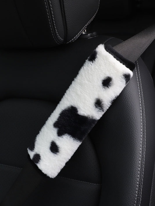 MEIKAXIU 1pc Cow Plush Car Seat Belt Cover Shoulder Pad Decoration