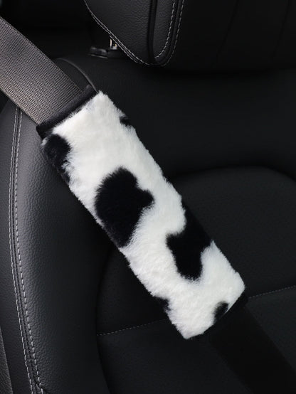 MEIKAXIU 1pc Cow Plush Car Seat Belt Cover Shoulder Pad Decoration