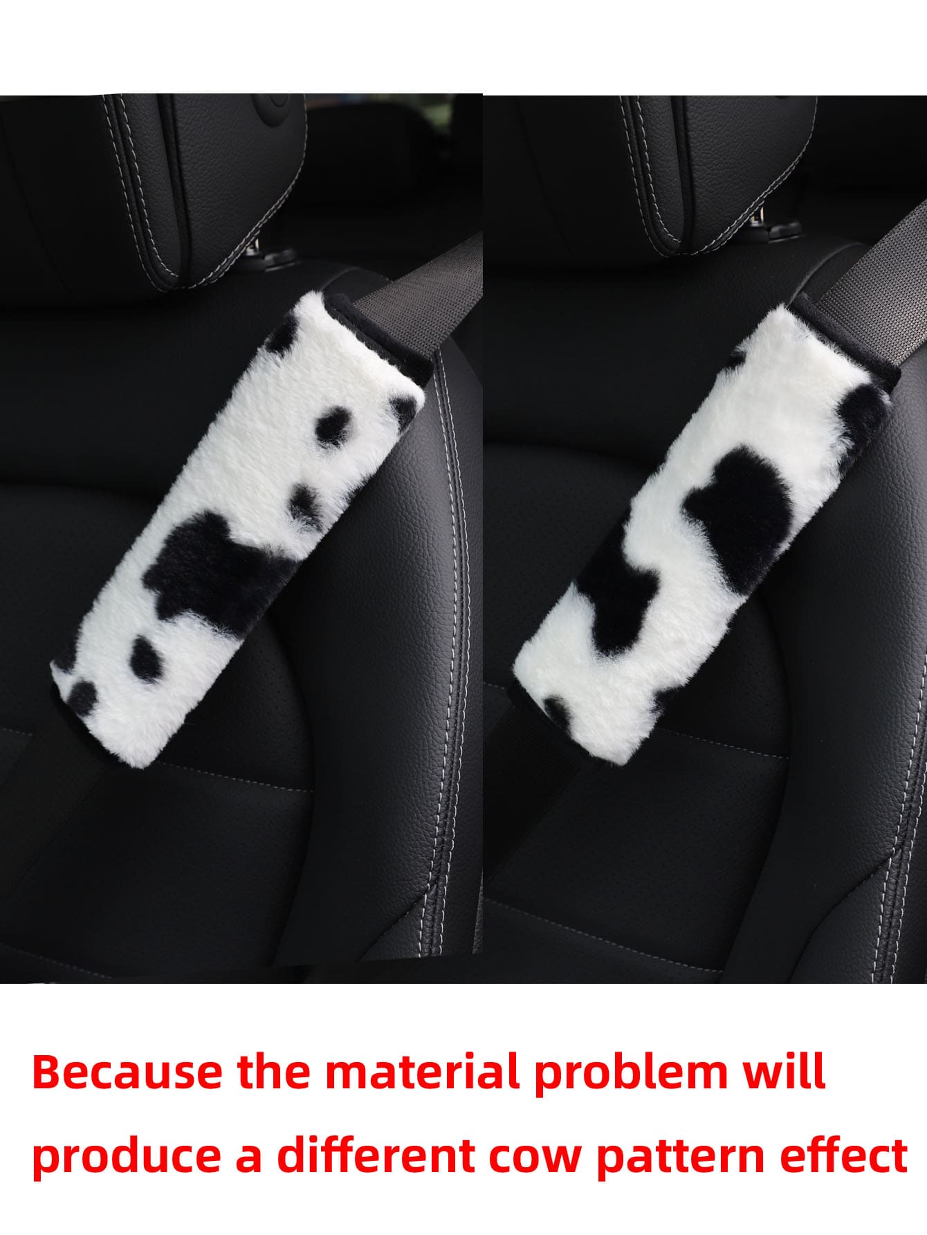 MEIKAXIU 1pc Cow Plush Car Seat Belt Cover Shoulder Pad Decoration
