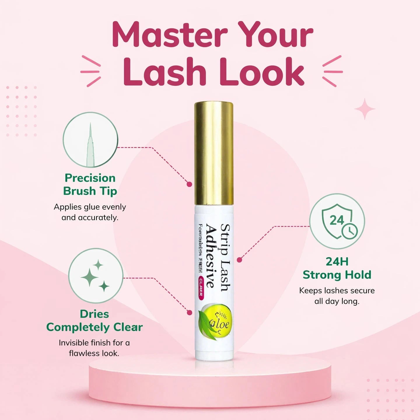 meilchily Clear Brush On Strip Lash Adhesive With Aloe Extract, Latex & Formaldehyde Free Hypoallergenic Eyelash Glue, 24H Long Lasting Waterproof Invisible Lash Glue For Sensitive Eyes & Lens Wearers