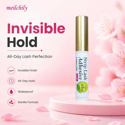 meilchily Clear Brush On Strip Lash Adhesive With Aloe Extract, Latex & Formaldehyde Free Hypoallergenic Eyelash Glue, 24H Long Lasting Waterproof Invisible Lash Glue For Sensitive Eyes & Lens Wearers