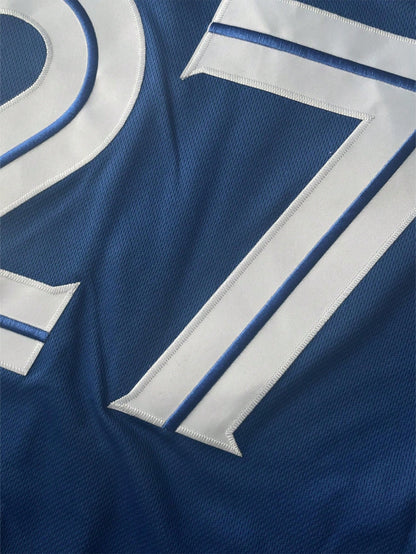 Men's Baseball Jersey 27 Blue Button-Down Embroidered Sports T-Shirt Gym Clothes Men Basic T Shirt
