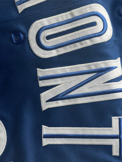 Men's Baseball Jersey 27 Blue Button-Down Embroidered Sports T-Shirt Gym Clothes Men Basic T Shirt