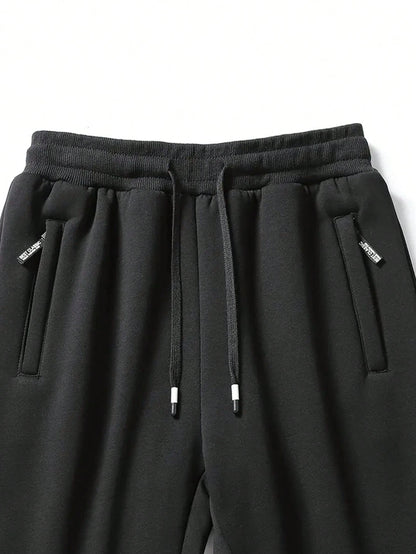 Men's Loose Casual Sweatpants Pants, Soft Fabric, Side Zipper Pockets, Drawstring Waist, Solid Color Sports