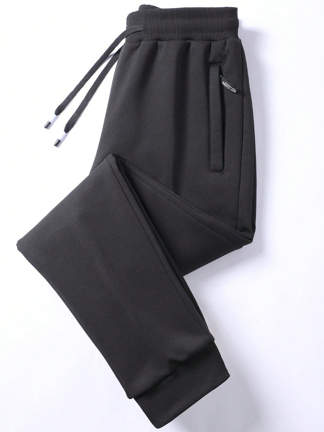 Men's Loose Casual Sweatpants Pants, Soft Fabric, Side Zipper Pockets, Drawstring Waist, Solid Color Sports