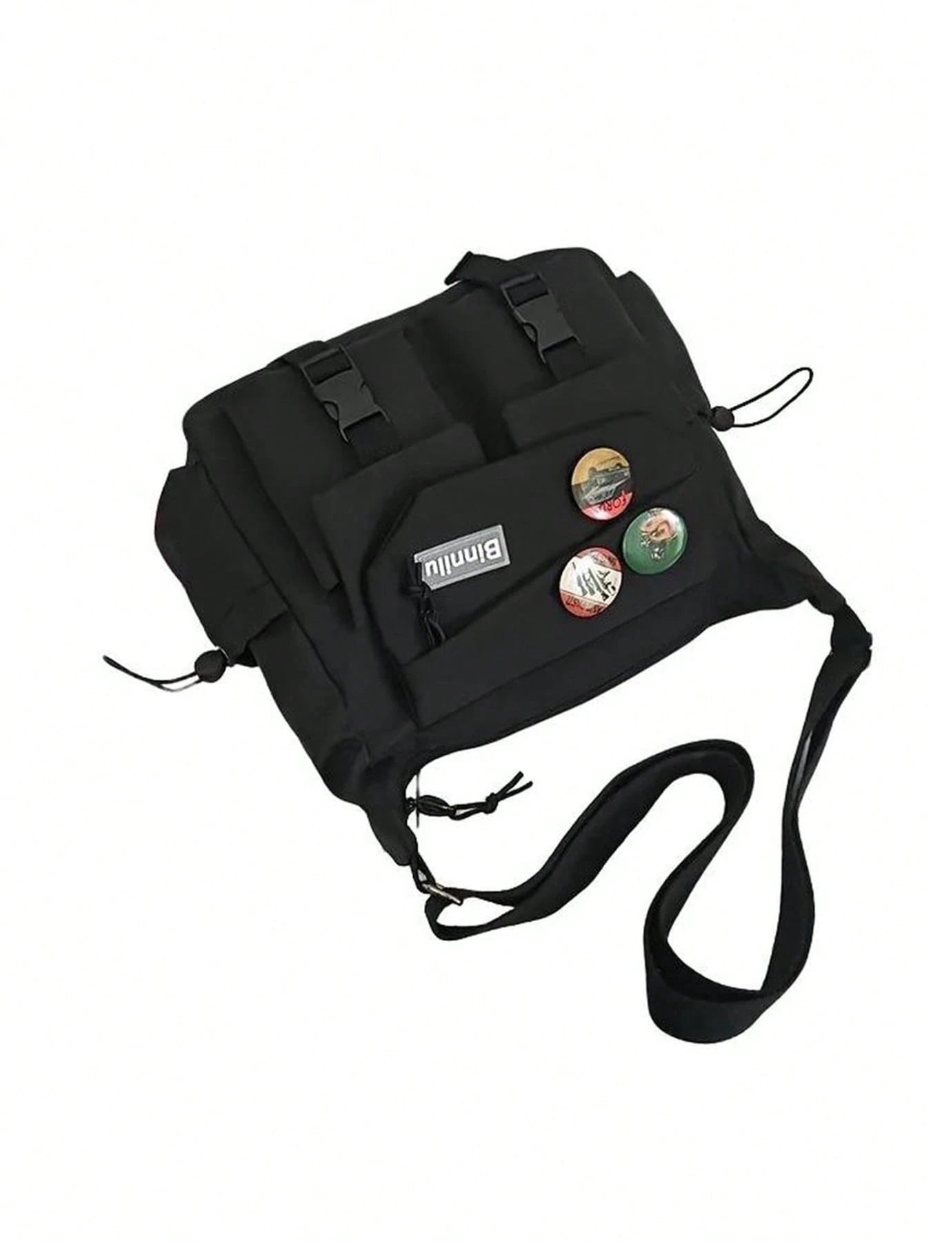 Men's Nylon Horizontal Square Waist Bag, Korean Style Niche Crossbody Messenger Bag