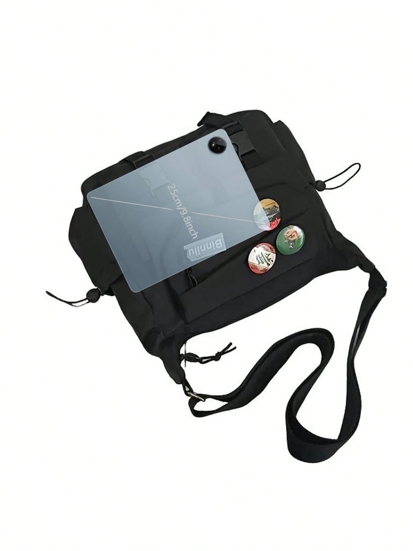 Men's Nylon Horizontal Square Waist Bag, Korean Style Niche Crossbody Messenger Bag