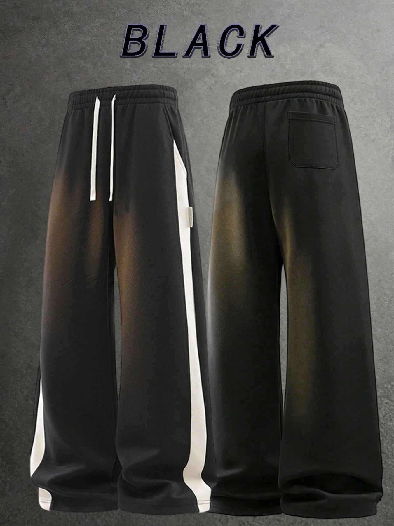 Men's Outdoor Casual Long Pants, Black Sports Pants, White Line Fit, Suitable For Running, Basketball, Football And Other Sports, Independence Day, Mexican