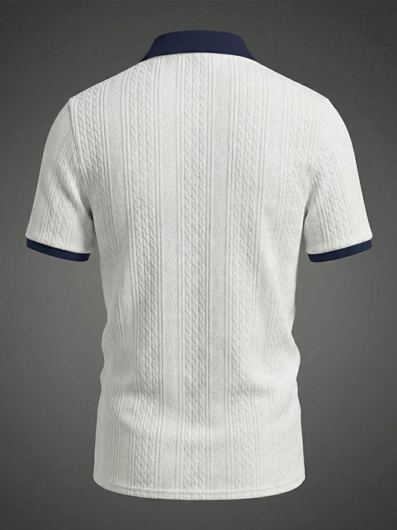 Men's Summer Jacquard Textured Contrast Color Half-Zip Polo Shirt, Casual Minimalist Urban Mature British Gentleman Style, Smart Casual
