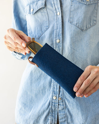 Merino Wool Felt Eyeglass Sleeve, Marine
