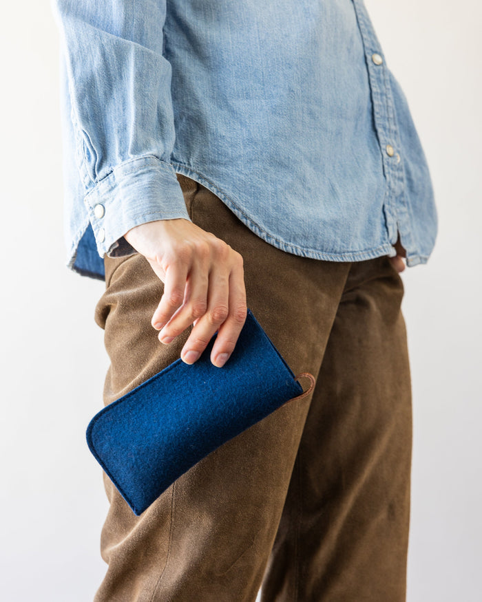 Merino Wool Felt Eyeglass Sleeve, Marine