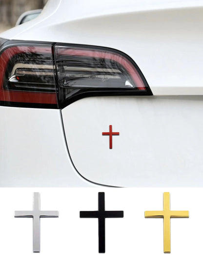 Metal Cross Shaped Car Bumper Sticker, Rear Decor, Car Scratch Protection Decal