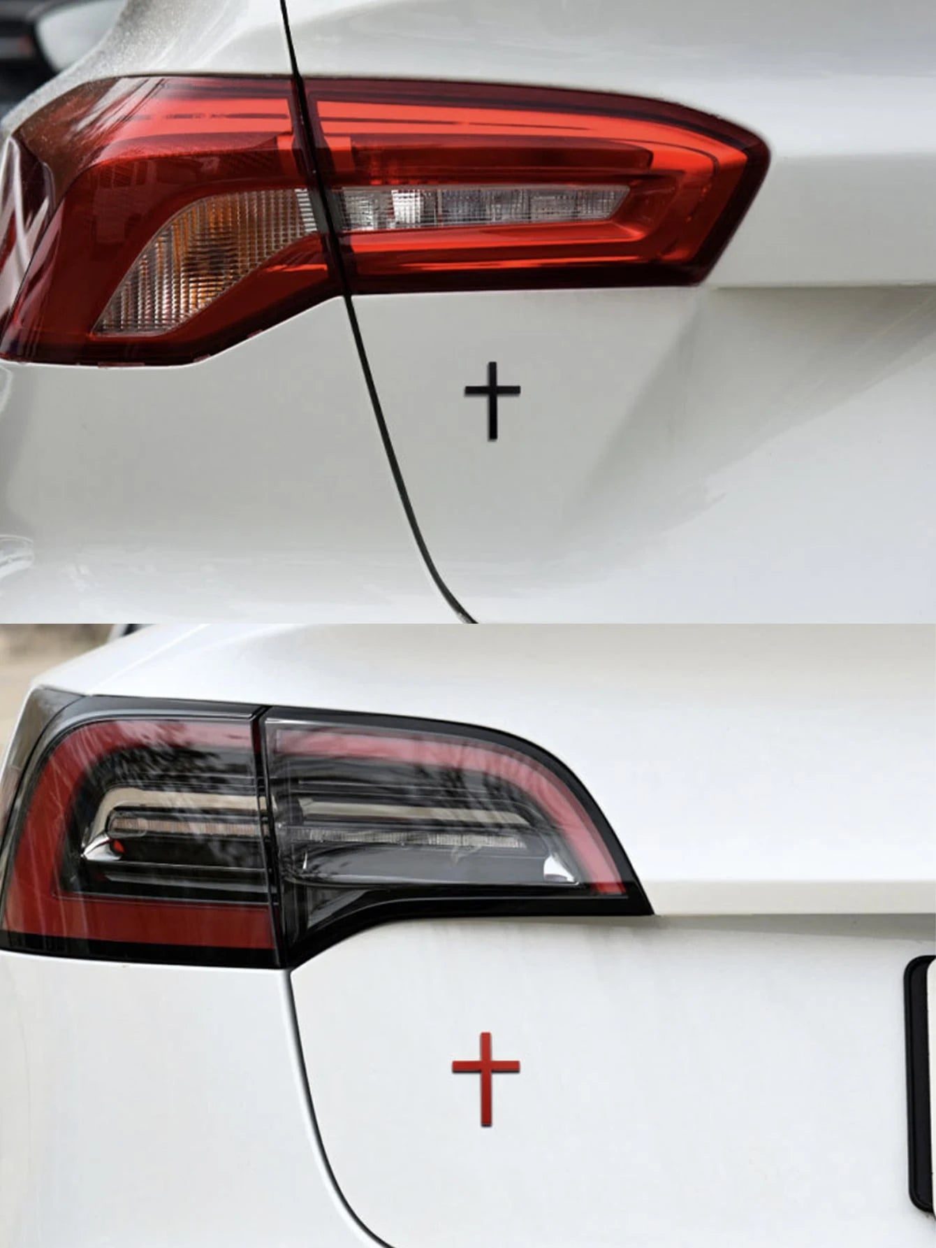 Metal Cross Shaped Car Bumper Sticker, Rear Decor, Car Scratch Protection Decal