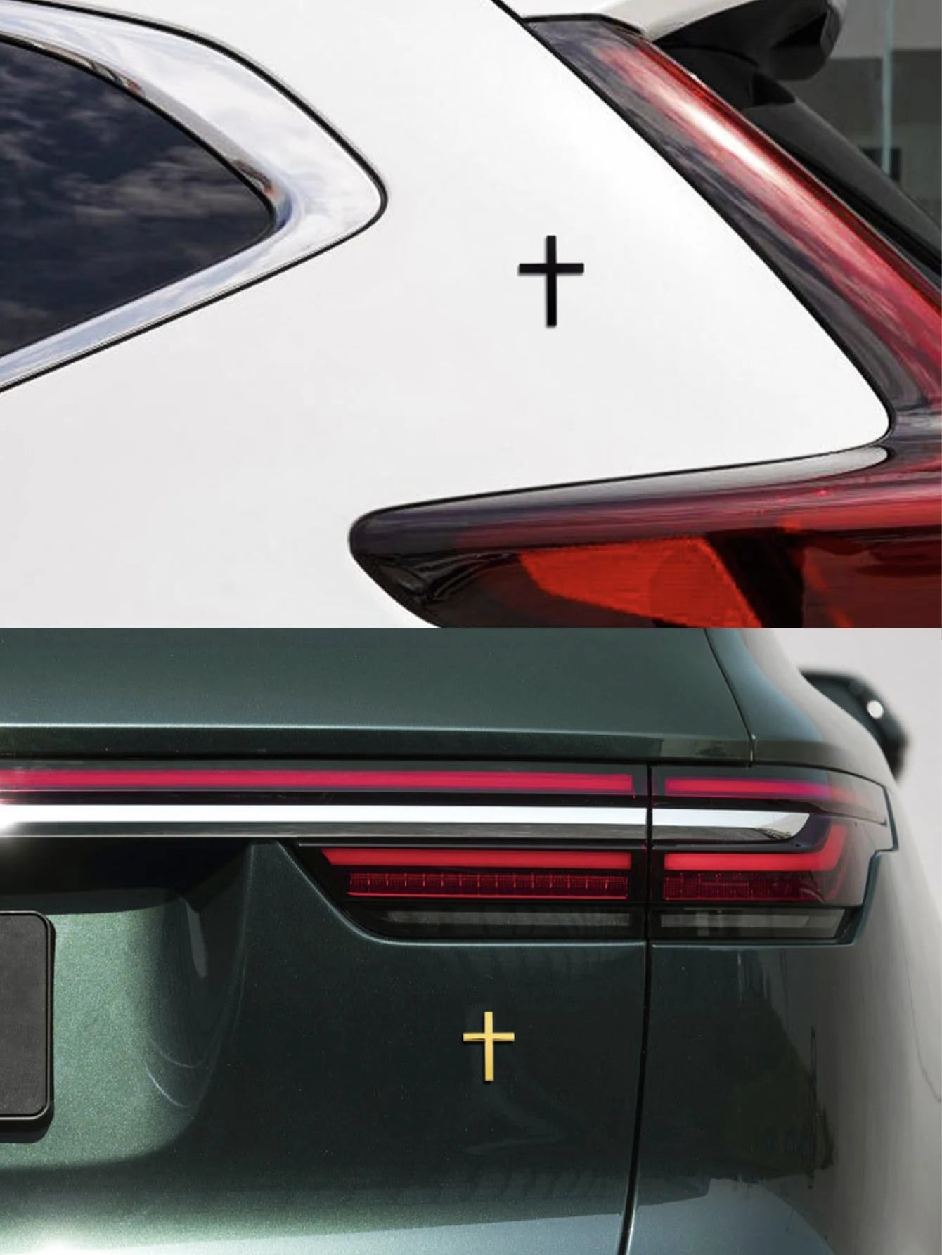 Metal Cross Shaped Car Bumper Sticker, Rear Decor, Car Scratch Protection Decal