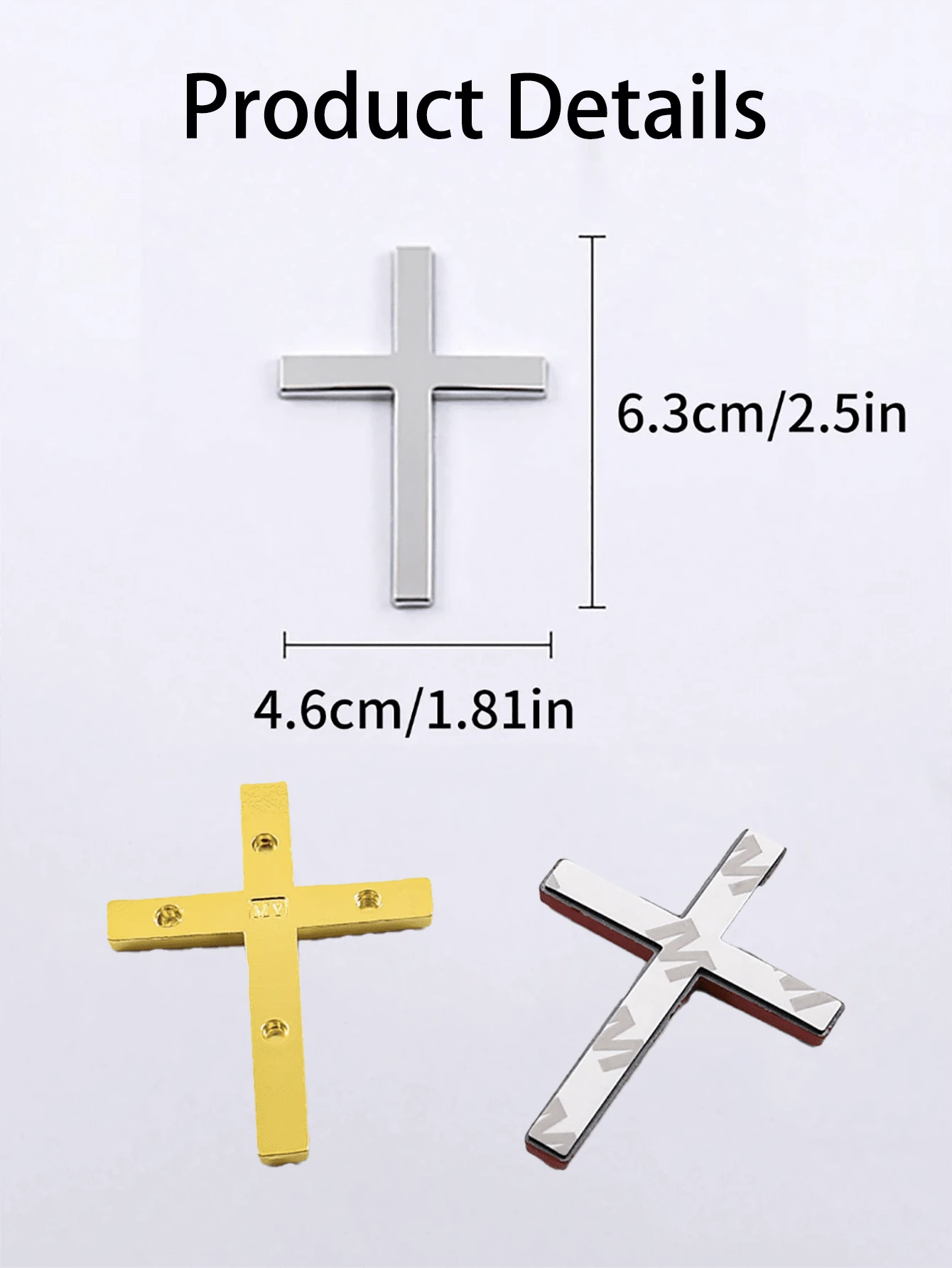 Metal Cross Shaped Car Bumper Sticker, Rear Decor, Car Scratch Protection Decal