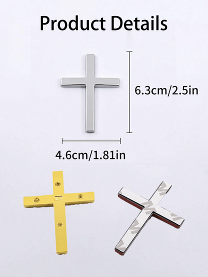 Metal Cross Shaped Car Bumper Sticker, Rear Decor, Car Scratch Protection Decal