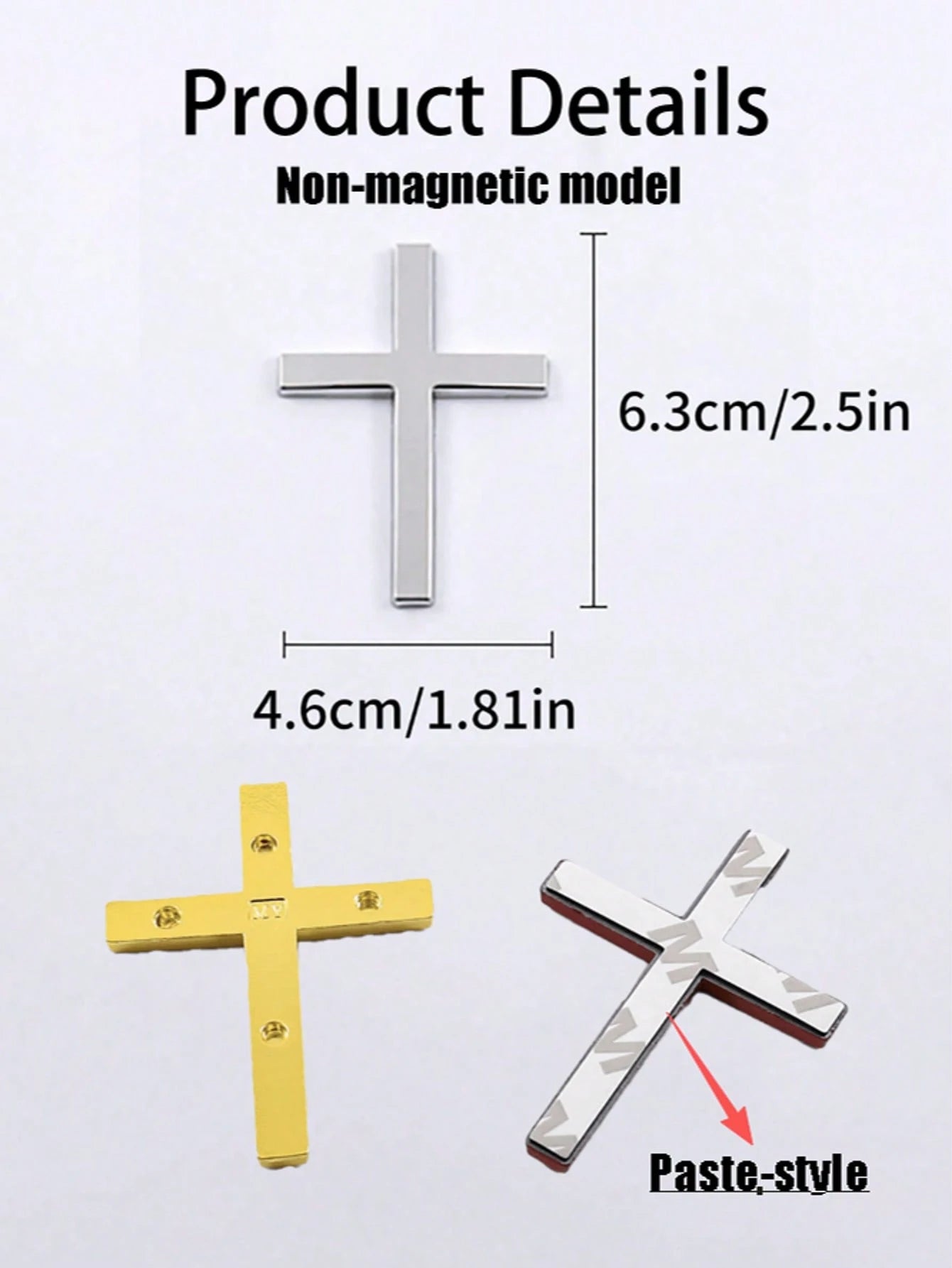 Metal Cross Shaped Car Bumper Sticker, Rear Decor, Car Scratch Protection Decal