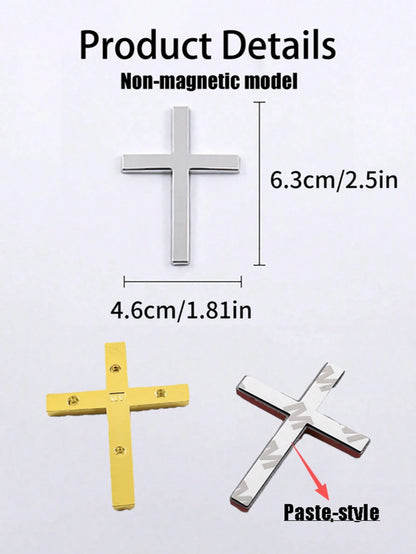Metal Cross Shaped Car Bumper Sticker, Rear Decor, Car Scratch Protection Decal