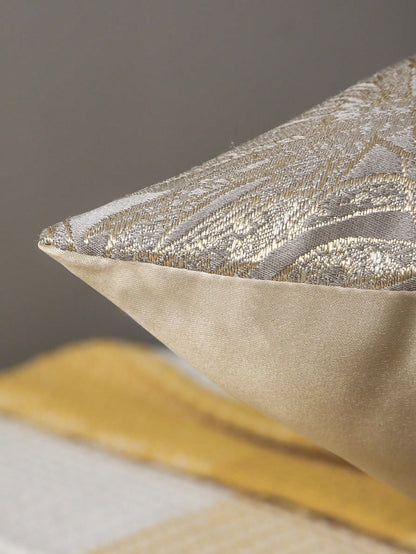 Miater 1pc Faux Silk Tree Leaf Embroidered Pillowcase
