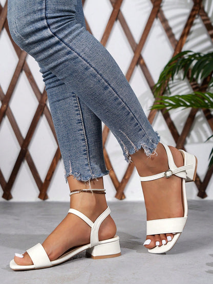 Mid-Heel Chunky Women's Sandals, 2025 New Arrival, High-Heeled Ankle Strap Sandals,Spring Summer Outfits