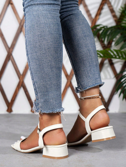 Mid-Heel Chunky Women's Sandals, 2025 New Arrival, High-Heeled Ankle Strap Sandals,Spring Summer Outfits