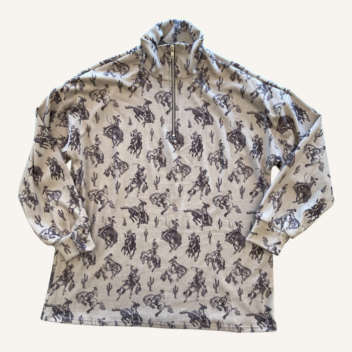 Midnight Rodeo Western Cowboy Quarter Zip Hoodie Shirt - Deer Creek Mercantile