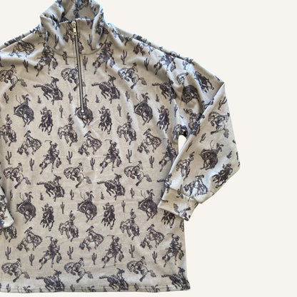 Midnight Rodeo Western Cowboy Quarter Zip Hoodie Shirt - Deer Creek Mercantile
