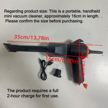 Mini Portable Car Wireless Handheld Vacuum Cleaner, Rechargeable, With Emergency Functions: Seatbelt Cutter, Window Breaker, Car Cleaning Kit, Suitable For Car, Home, Office, Pets