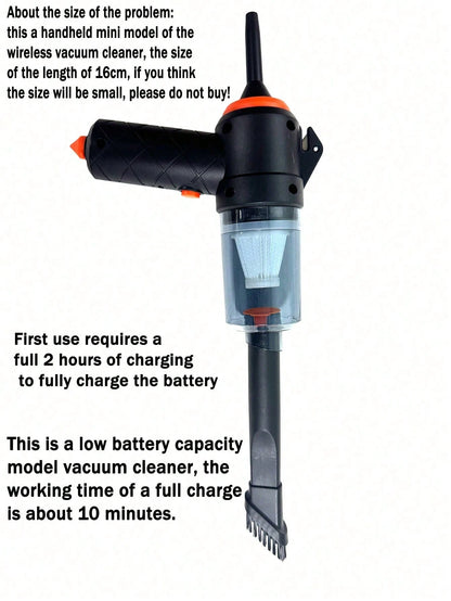 Mini Portable Car Wireless Handheld Vacuum Cleaner, Rechargeable, With Emergency Functions: Seatbelt Cutter, Window Breaker, Car Cleaning Kit, Suitable For Car, Home, Office, Pets