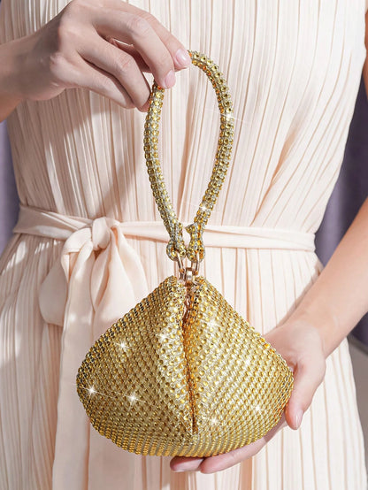 Mini Rhinestone Decor Asymmetric Magnetic Closure Evening Clutch Handbag Lipstick Coin Purse Birthday Party Gathering Gift Dress Bag Evening Bag
