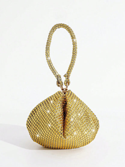 Mini Rhinestone Decor Asymmetric Magnetic Closure Evening Clutch Handbag Lipstick Coin Purse Birthday Party Gathering Gift Dress Bag Evening Bag