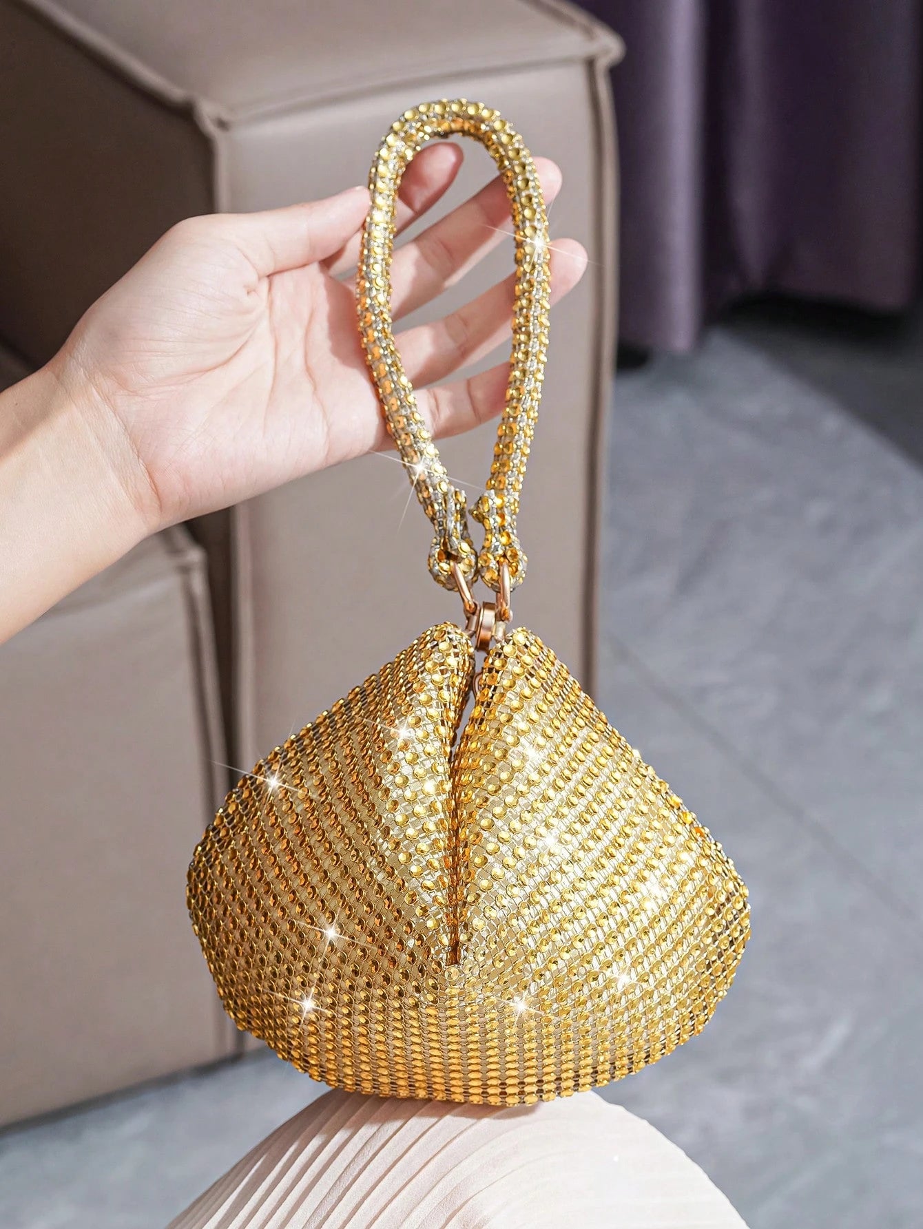 Mini Rhinestone Decor Asymmetric Magnetic Closure Evening Clutch Handbag Lipstick Coin Purse Birthday Party Gathering Gift Dress Bag Evening Bag