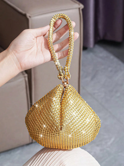 Mini Rhinestone Decor Asymmetric Magnetic Closure Evening Clutch Handbag Lipstick Coin Purse Birthday Party Gathering Gift Dress Bag Evening Bag