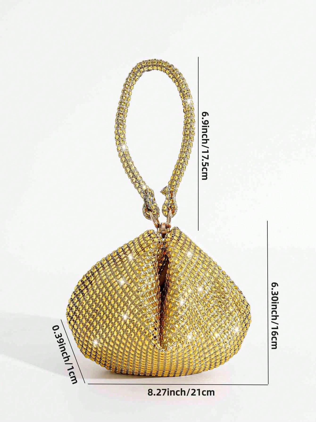 Mini Rhinestone Decor Asymmetric Magnetic Closure Evening Clutch Handbag Lipstick Coin Purse Birthday Party Gathering Gift Dress Bag Evening Bag