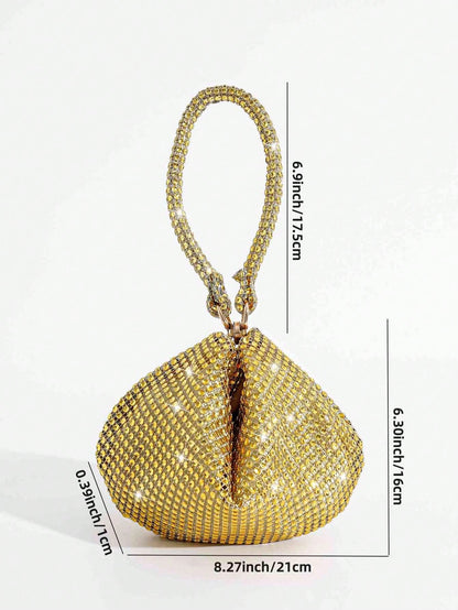 Mini Rhinestone Decor Asymmetric Magnetic Closure Evening Clutch Handbag Lipstick Coin Purse Birthday Party Gathering Gift Dress Bag Evening Bag