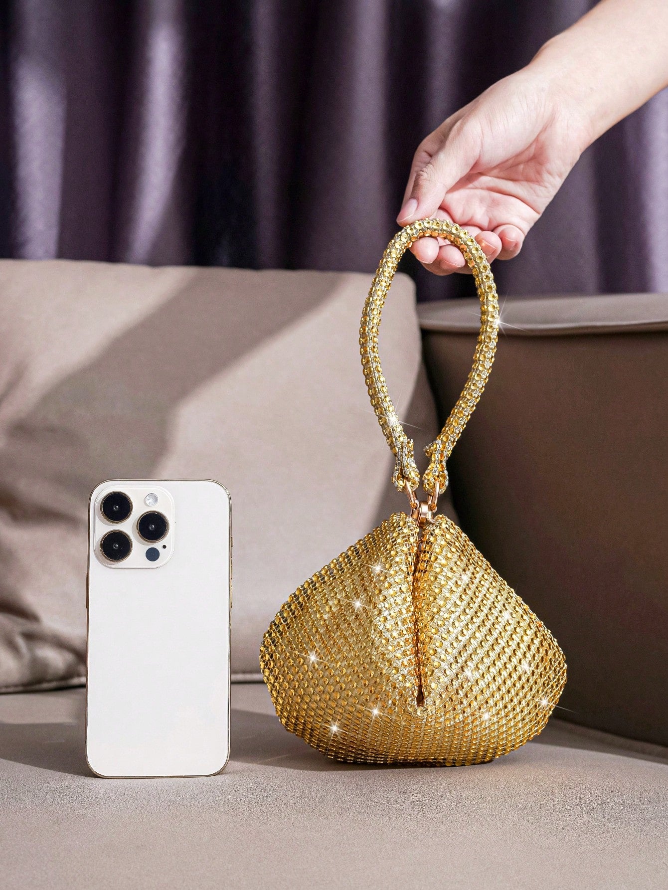 Mini Rhinestone Decor Asymmetric Magnetic Closure Evening Clutch Handbag Lipstick Coin Purse Birthday Party Gathering Gift Dress Bag Evening Bag