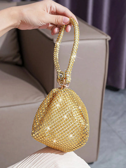 Mini Rhinestone Decor Asymmetric Magnetic Closure Evening Clutch Handbag Lipstick Coin Purse Birthday Party Gathering Gift Dress Bag Evening Bag