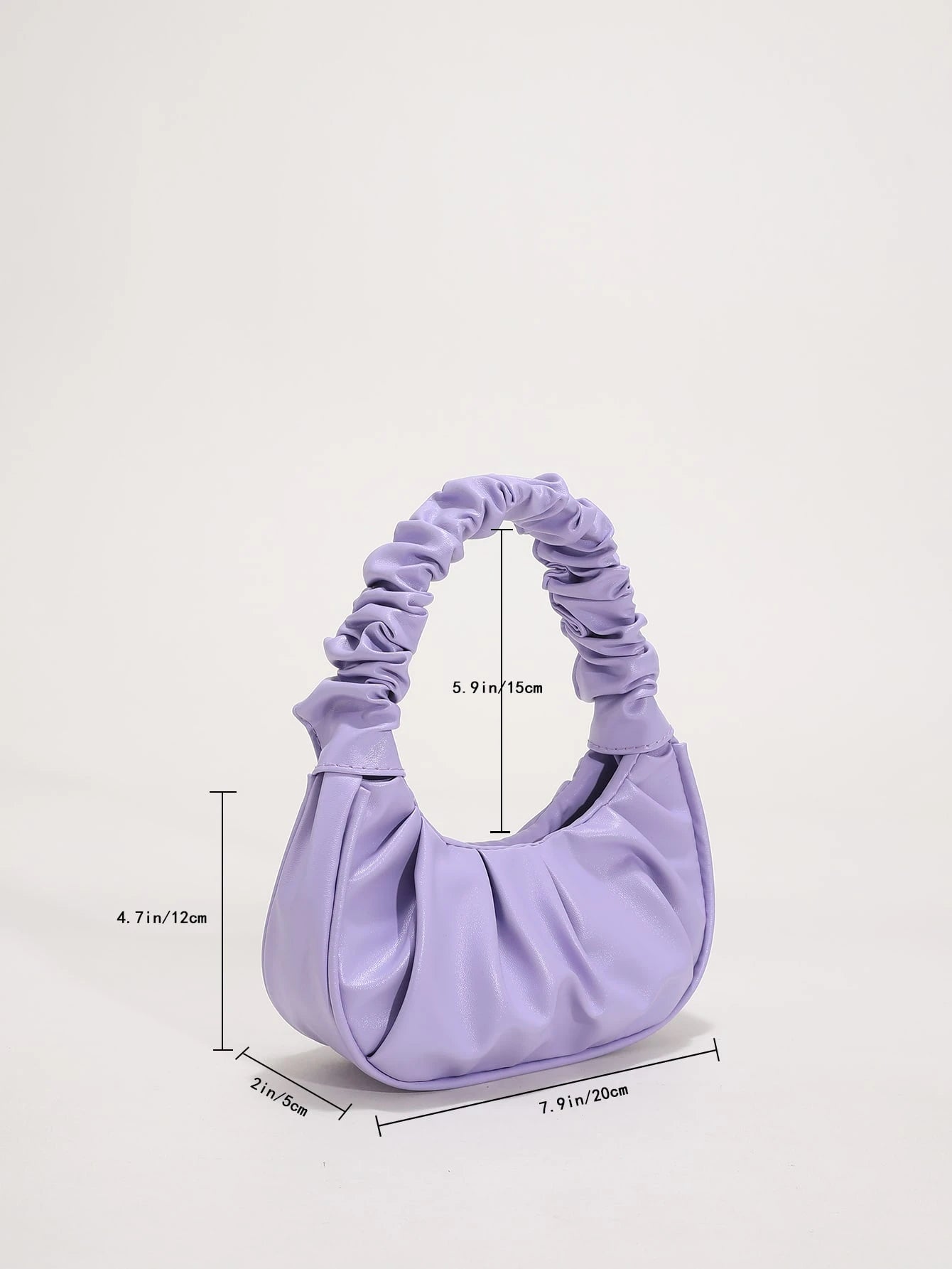 Mini Solid Color Cloud Shaped Handbag With Pleats For Women, Purple