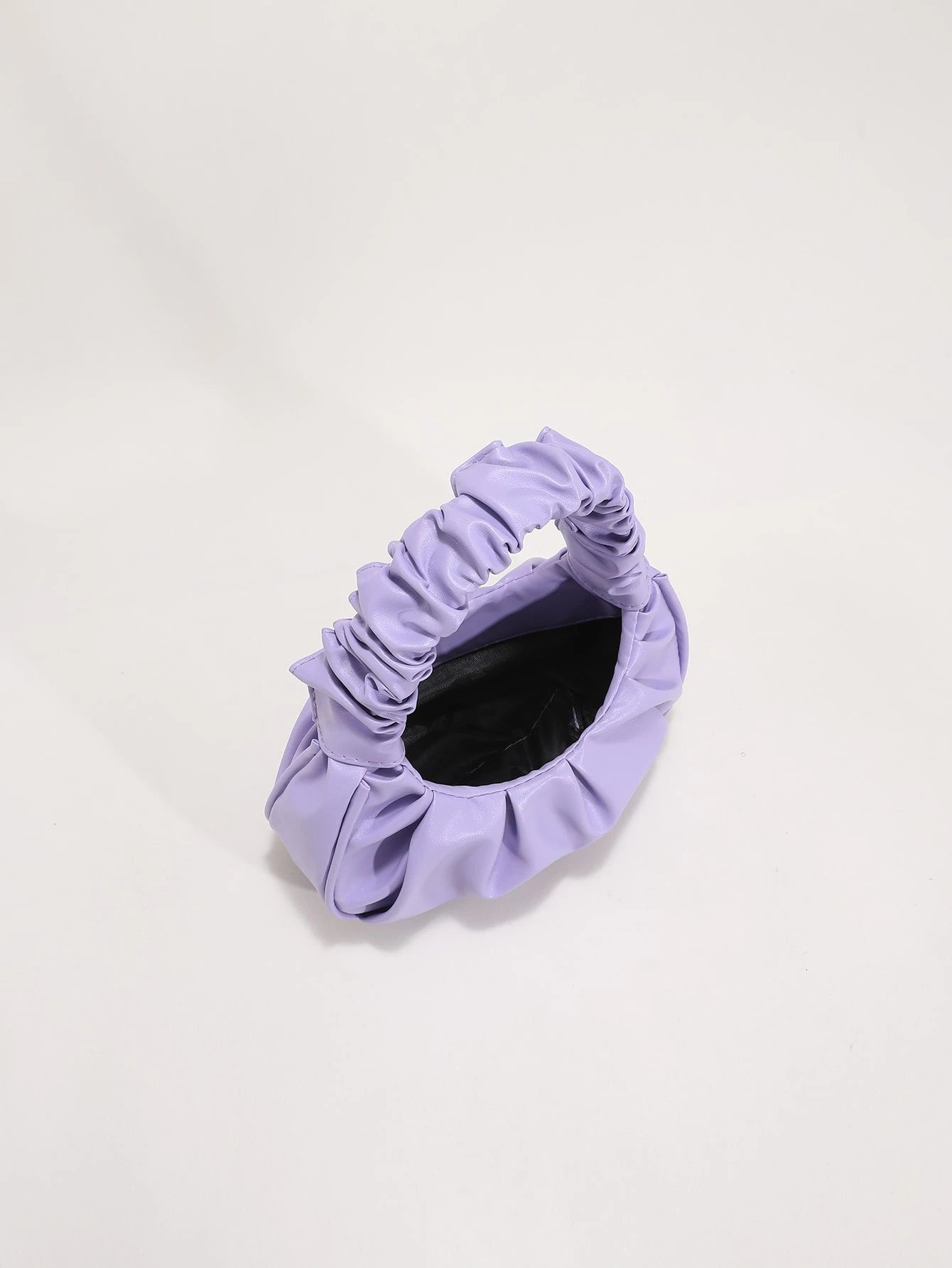 Mini Solid Color Cloud Shaped Handbag With Pleats For Women, Purple